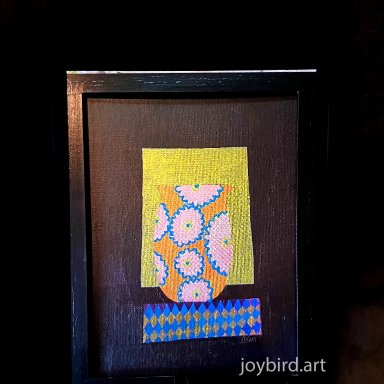 Pink Patterned Vase on Black